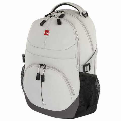Рюкзак GERMANIUM S-07 универсальный, уплотненная спинка, облегчённый, светло-серый, 46х32х15 см, 226954