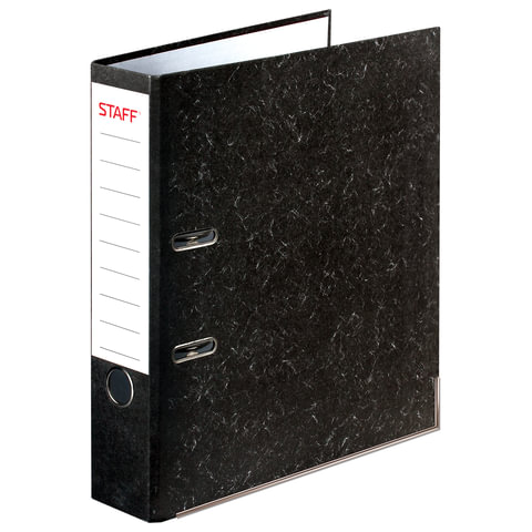 Папка-регистратор STAFF EVERYDAY с мраморным покрытием, 70 мм, с уголком, черный корешок, 227187