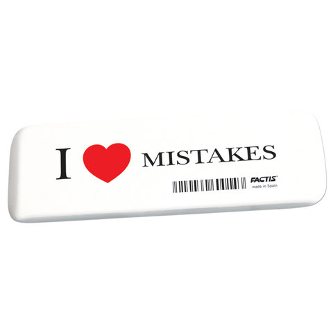 Ластик большой FACTIS I love mistakes (Испания), 140х44х9 мм, прямоугольный, скошенные края, GCFGE16C