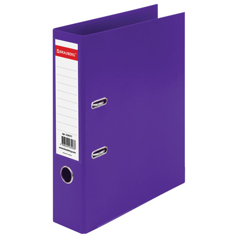 Папка-регистратор BRAUBERG EXTRA, 75 мм, фиолетовая, двустороннее покрытие пластик, металлический уголок, 228577