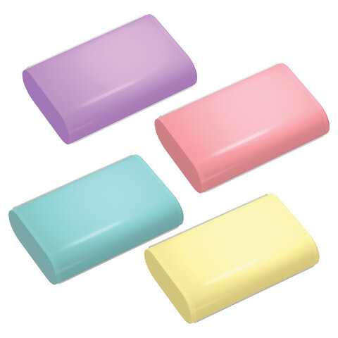 Ластик BRAUBERG Pastel Mini, 27х18х10 мм, ассорти пастельных цветов, экологичный ПВХ, 229581