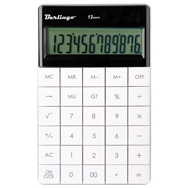 Калькулятор настольный Berlingo Power TX, 12 разр., двойное питание, 165*105*13мм, белый