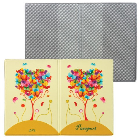 Обложка для паспорта Дерево, кожзам, полноцветный рисунок, ДПС, 2203.Т6