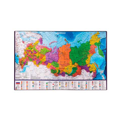 Коврик-подкладка настольный для письма (590х380 мм), с картой России, BRAUBERG