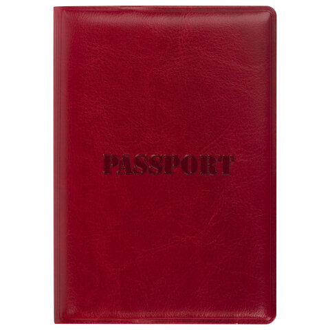 Обложка для паспорта STAFF, полиуретан под кожу, ПАСПОРТ, бордовая, 237600
