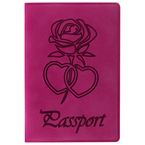 Обложка для паспорта STAFF, бархатный полиуретан, Роза, розовая, 237619