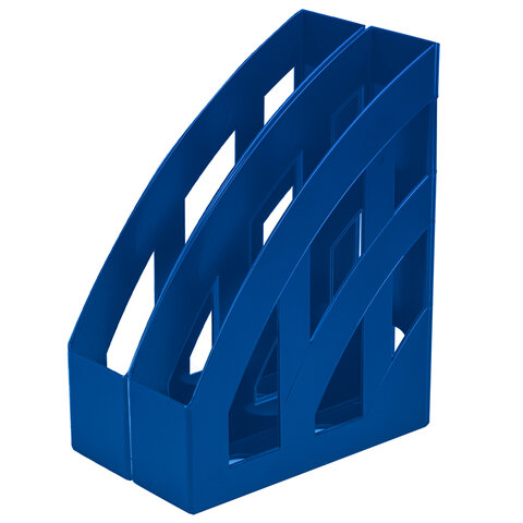Лоток вертикальный для бумаг КОМПЛЕКТ 2 шт., BRAUBERG Modern, 245х75х320 мм, синий, 238031