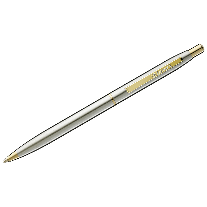 Ручка шариковая Luxor Sterling синяя, 1,0мм, корпус хром/золото, кнопочный механизм