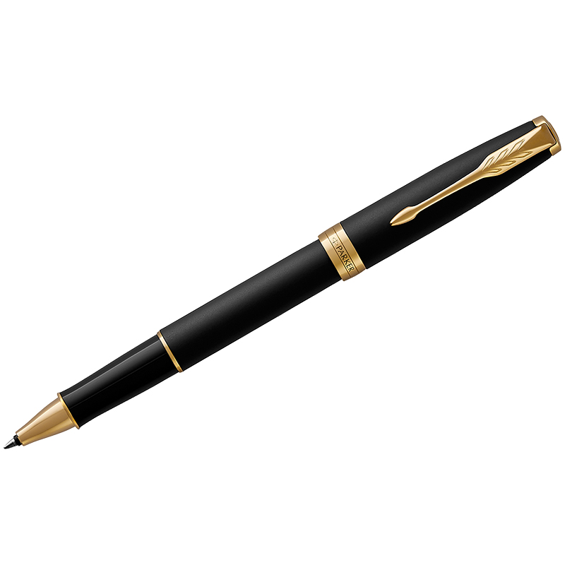 Ручка-роллер Parker Sonnet Matte Black GT черная, 0,8мм, подарочная упаковка