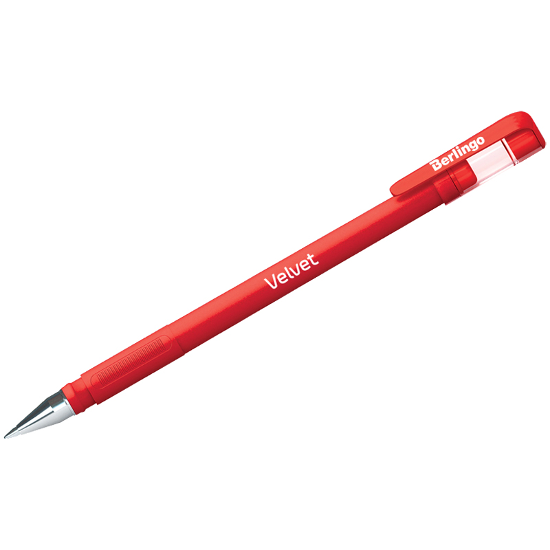 Ручка гелевая Berlingo Velvet красная, 0,5мм, прорезиненный корпус