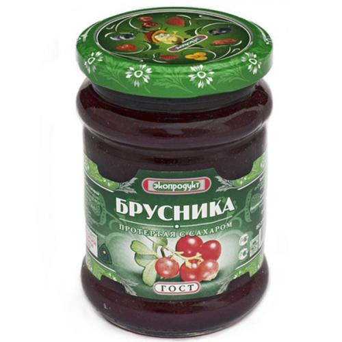 Брусника Экопродукт, протертая с сахаром, 320 г