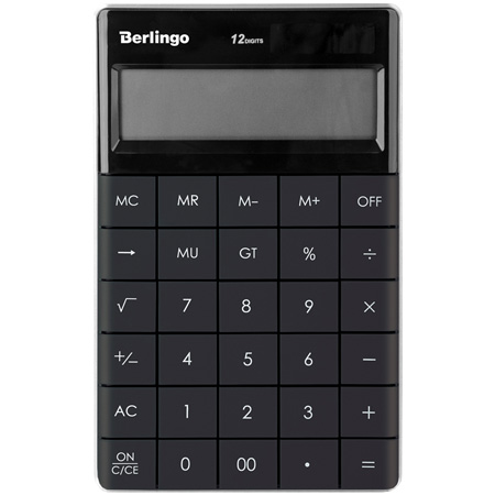 Калькулятор настольный Berlingo Power TX, 12 разр., двойное питание, 165*105*13мм, антрацит