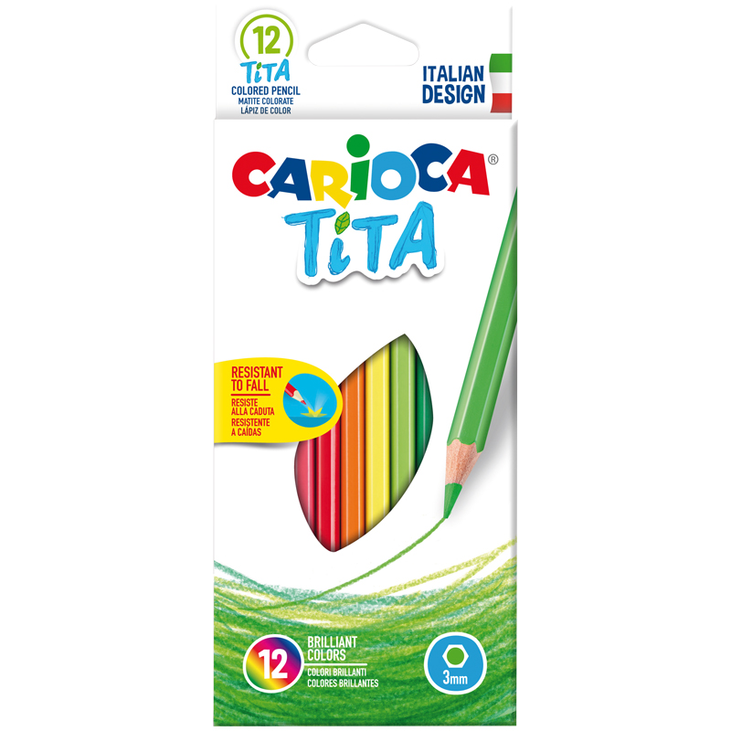 Карандаши цветные пластиковые Carioca Tita, 12цв., заточен., картон, европодвес