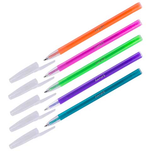 Ручка шариковая Luxor Stick Neon синяя, 1,0мм, масляная