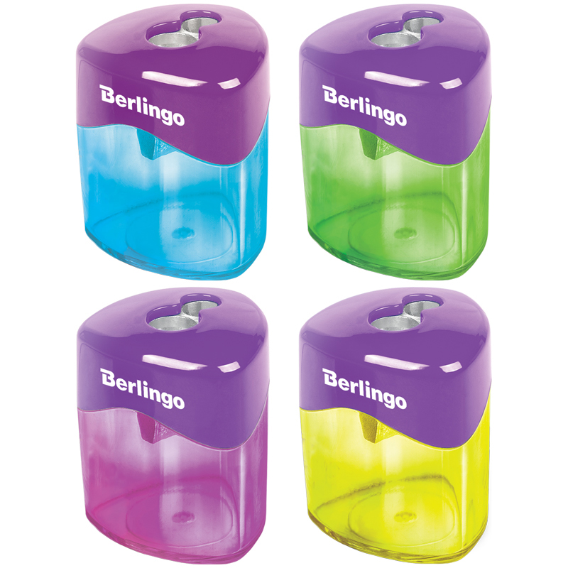 Точилка пластиковая Berlingo DoubleColor, 2 отверстия, контейнер, ассорти