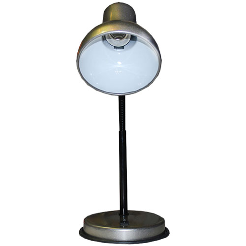 Светильник настольный на подставке НТ 2077А, гибкая стойка, Е27, серебро