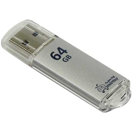 Память Smart Buy V-Cut  64GB, USB 2.0 Flash Drive, серебристый (металл.корпус)