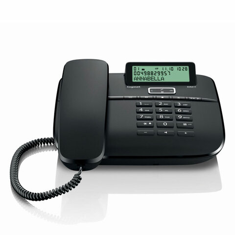 Телефон Gigaset DA611, память 100 номеров, АОН, спикерфон, световая индикация звонка, черный, S30350-S212S321