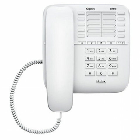 Телефон Gigaset DA510, память 20 номеров, спикерфон, тональный/импульсный режим, повтор, белый, S30054S6530S302