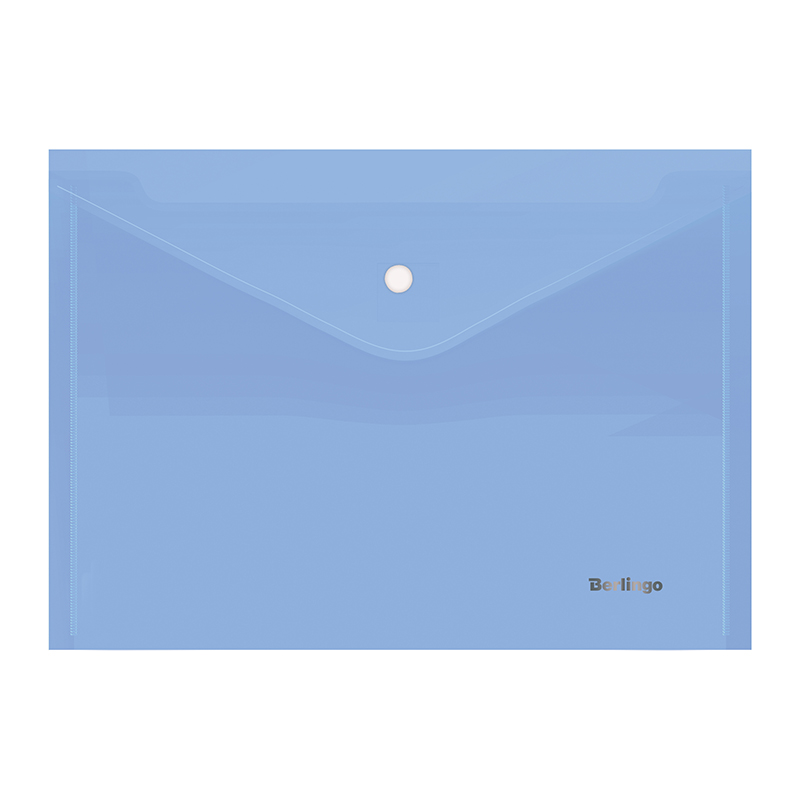 Папка-конверт на кнопке Berlingo Starlight, А4, 180мкм, прозрачная голубая, индив. ШК