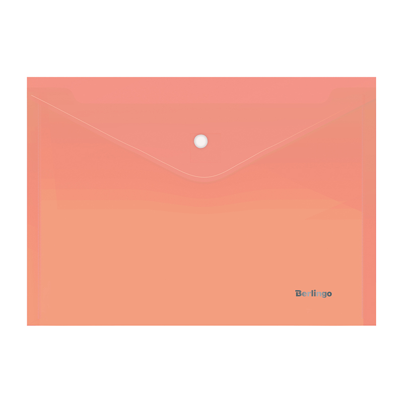 Папка-конверт на кнопке Berlingo Starlight, А4, 180мкм, прозрачная оранжевая, индив. ШК