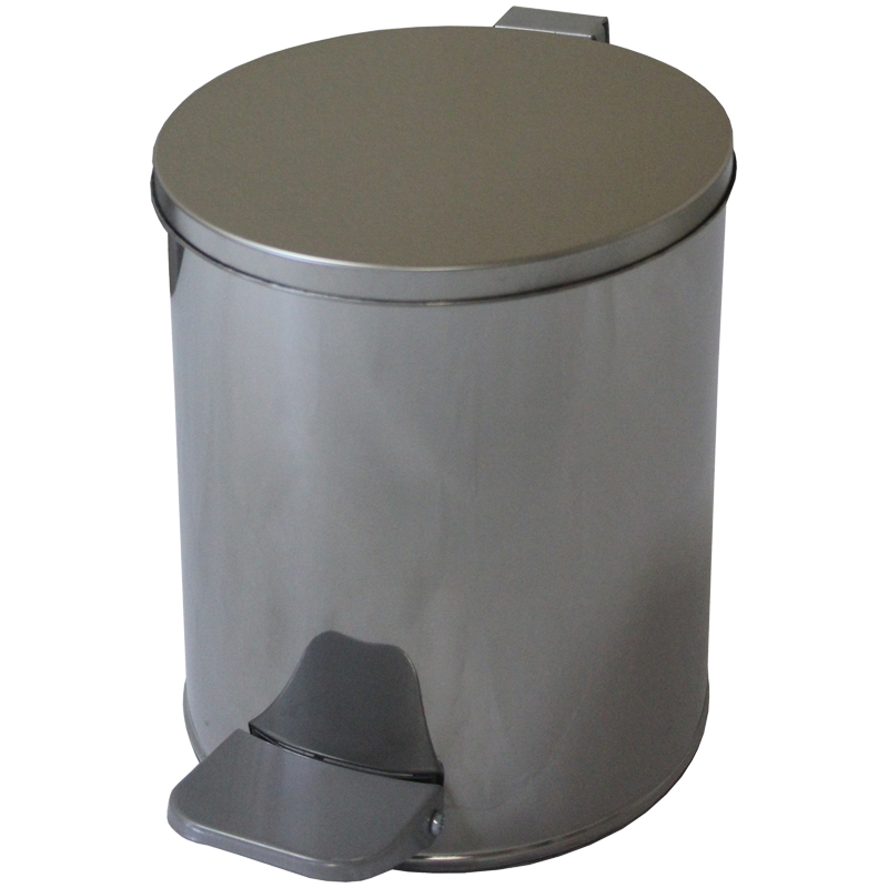 Ведро-контейнер для мусора (урна) Титан,  7л, с педалью, круглое, металл, хром
