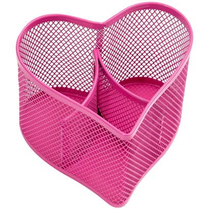 Настольная подставка Berlingo Steel Style, металлическая, в виде сердца, 3 секции, розовая