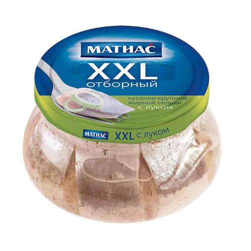 Сельдь филе-кусочки Санта Бремор Матиас XXL отборный, с луком, в масле, 260 г