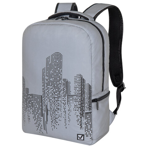 Рюкзак BRAUBERG REFLECTIVE универсальный, светоотражающий, City, серый, 42х30х13 см, 270757