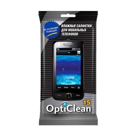 Салфетки влажные Opti Clean для мобильных телефонов, 15 шт