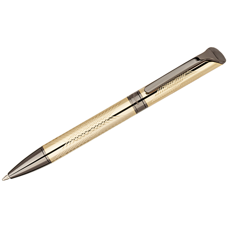 Ручка шариковая Delucci Completo синяя, 1,0мм, корпус золото/оружейный металл, поворотн., подарочная упаковка