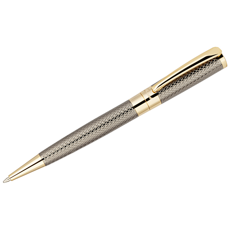 Ручка шариковая Delucci Allegro синяя, 1,0мм, корпус золото/оружейный металл, поворот., подарочная упаковка