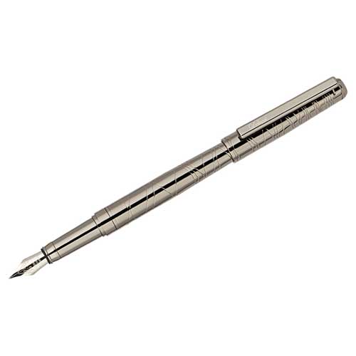 Ручка перьевая Delucci Mistico, черная, 0,8мм, корпус оружейный металл, подар.уп.