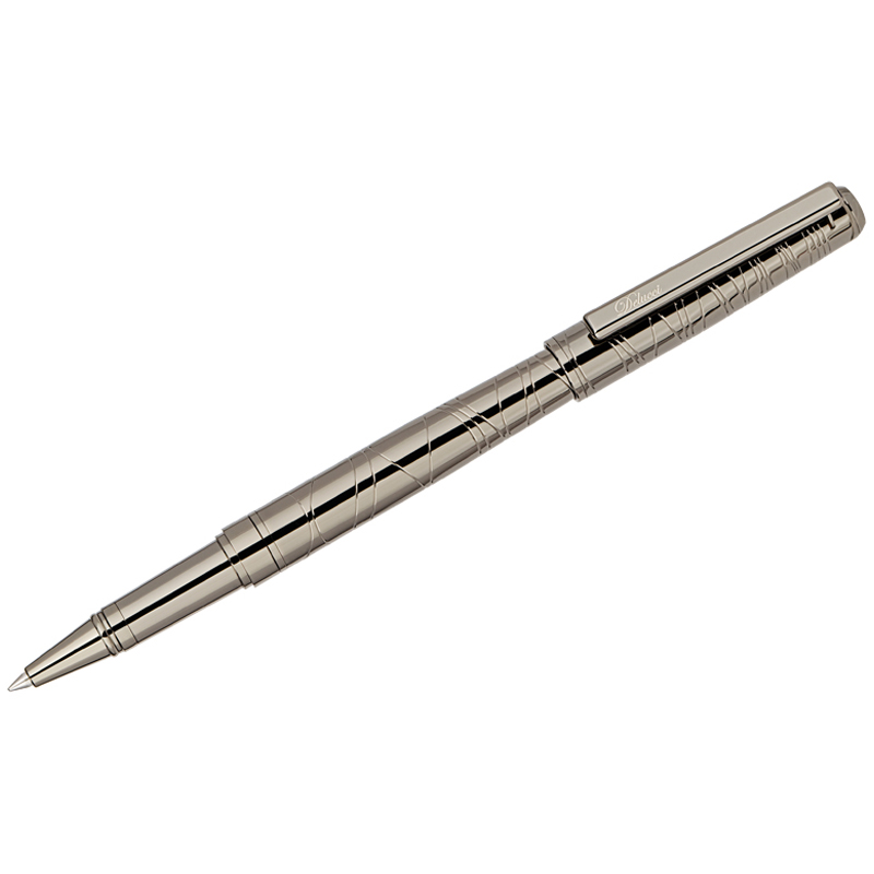 Ручка-роллер Delucci Mistico черная, 0,6мм, корпус оружейный металл, подарочная упаковка