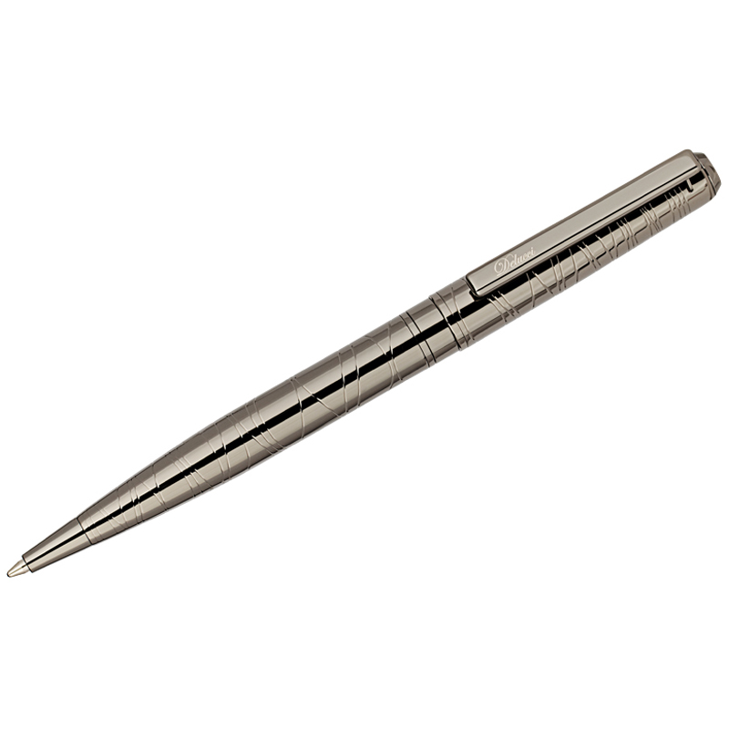 Ручка шариковая Delucci Mistico синяя, 1,0мм, корпус оружейный металл, поворотн., подарочная упаковка