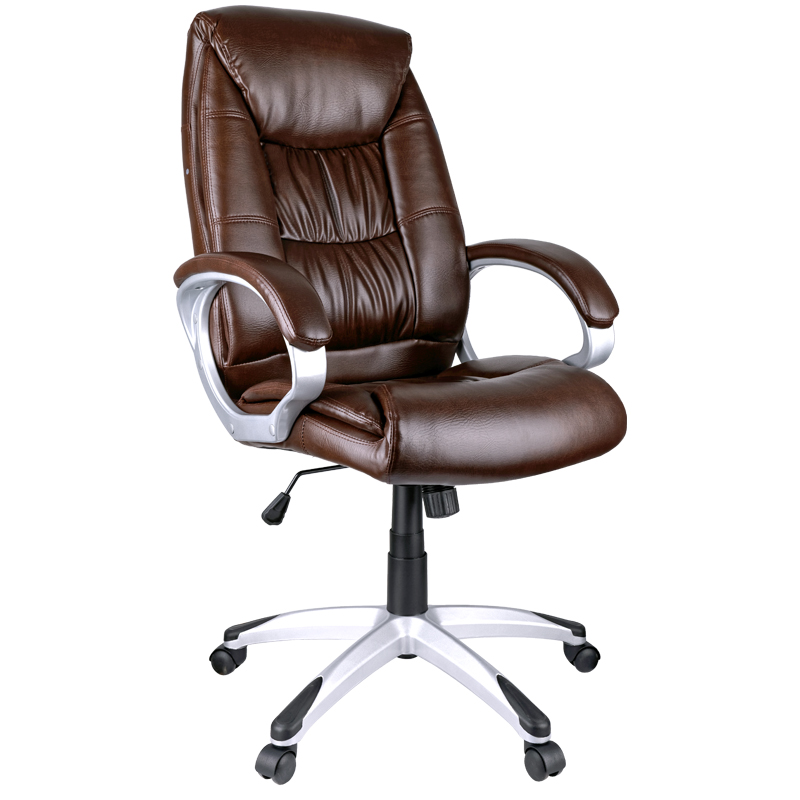 Кресло руководителя Helmi HL-E06 Balance, экокожа коричневая, механизм качания