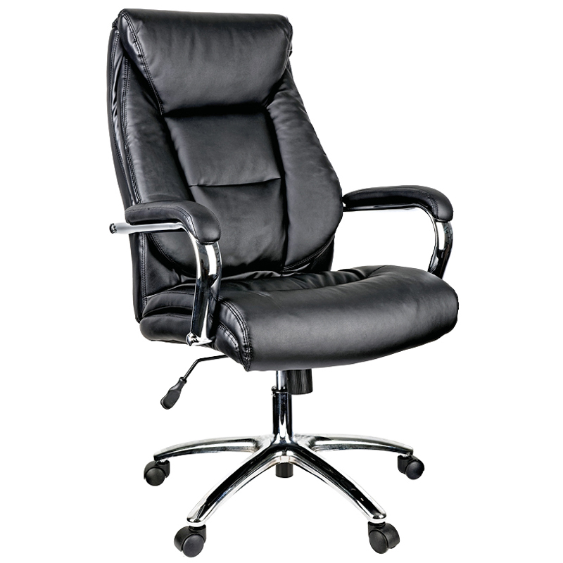 Кресло руководителя Helmi HL-E13 Summit, рециклированная кожа черная, хром