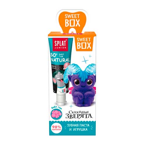 Паста зубная натуральная для детей Splat Junior Бабл Гам с игрушкой в наборе Sweet Box, 20 мл