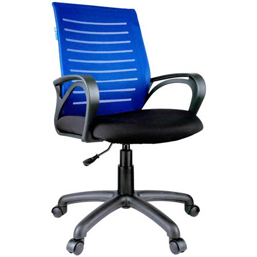 Кресло оператора Helmi HL-M16 Vivid, спинка ткань-сетка синяя/сиденье ткань черная