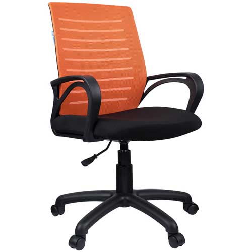 Кресло оператора Helmi HL-M16 Vivid, спинка ткань-сетка оранжевая/сиденье ткань черная