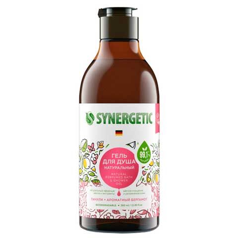 Гель для душа Synergetic Пачули и ароматный бергамот, натуральный, 380 мл