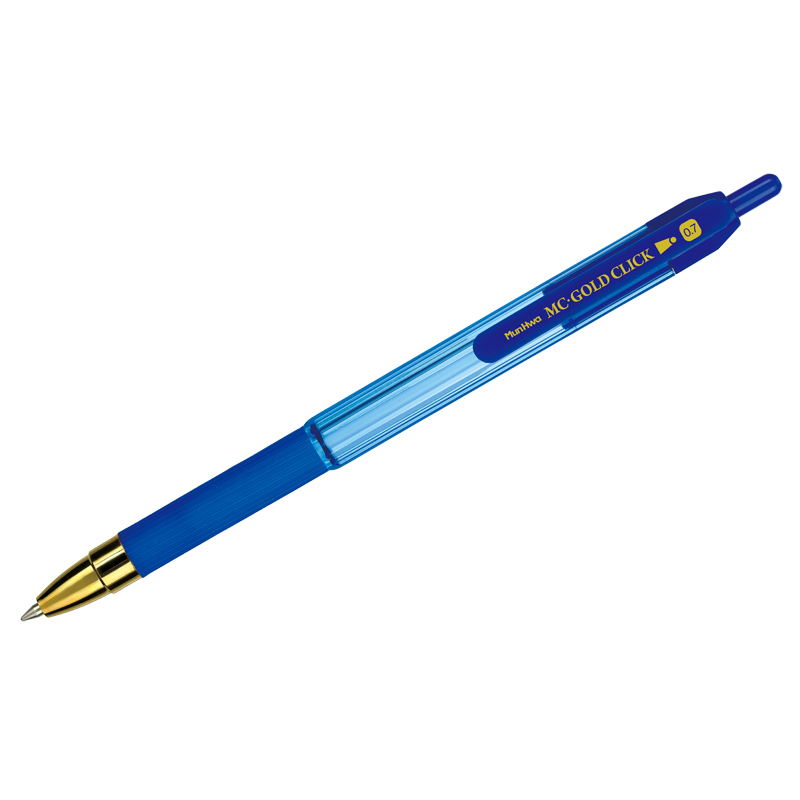 Ручка шариковая автоматическая MunHwa MC Gold Click синяя, 0,7мм, грип, штрих-код