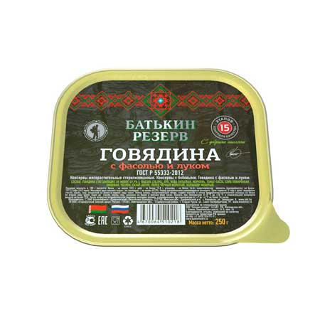 Консервы Батькин резерв Говядина с фасолью и луком, 250 г