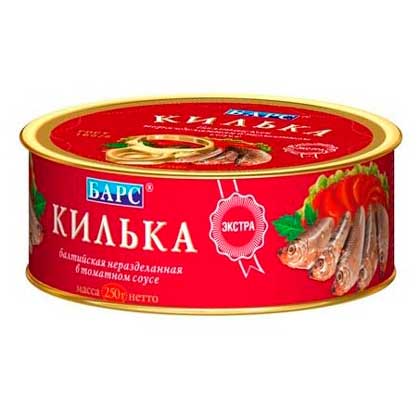 Килька балтийская Барс Экстра в томатном соусе, 250 г