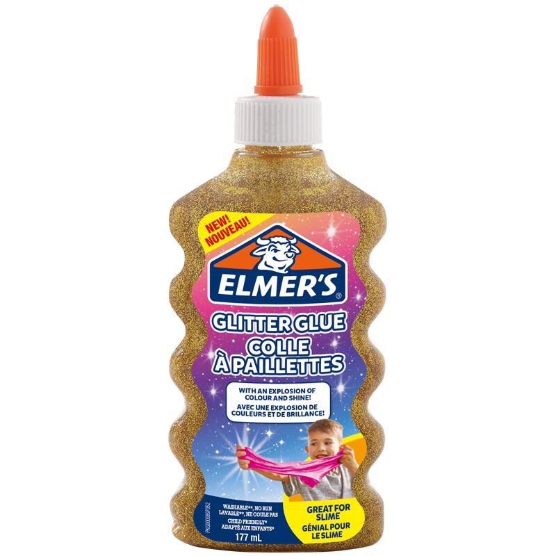 Клей для слаймов с блестками Elmers Glitter Glue, 177мл, золотой
