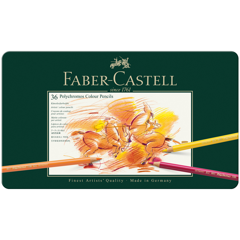 Карандаши цветные художественные Faber-Castell Polychromos 36цв., заточен., метал. коробка
