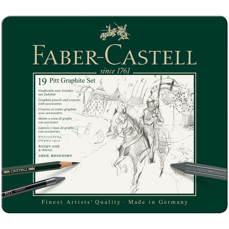 Набор карандашей ч/г Faber-Castell Pitt Graphite, 19 предметов, заточен., метал. кор.