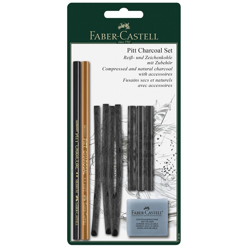 Набор угля и угольных карандашей Faber-Castell Pitt Charcoal 10 предметов, блистер