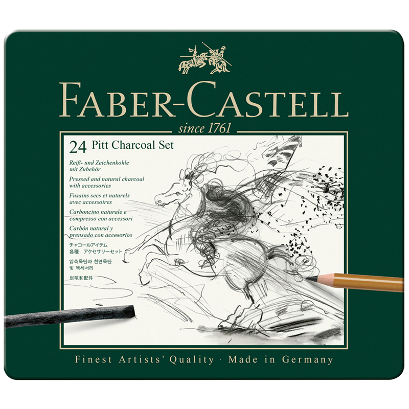 Набор угля и угольных карандашей Faber-Castell Pitt Charcoal 24 предмета, метал. кор.