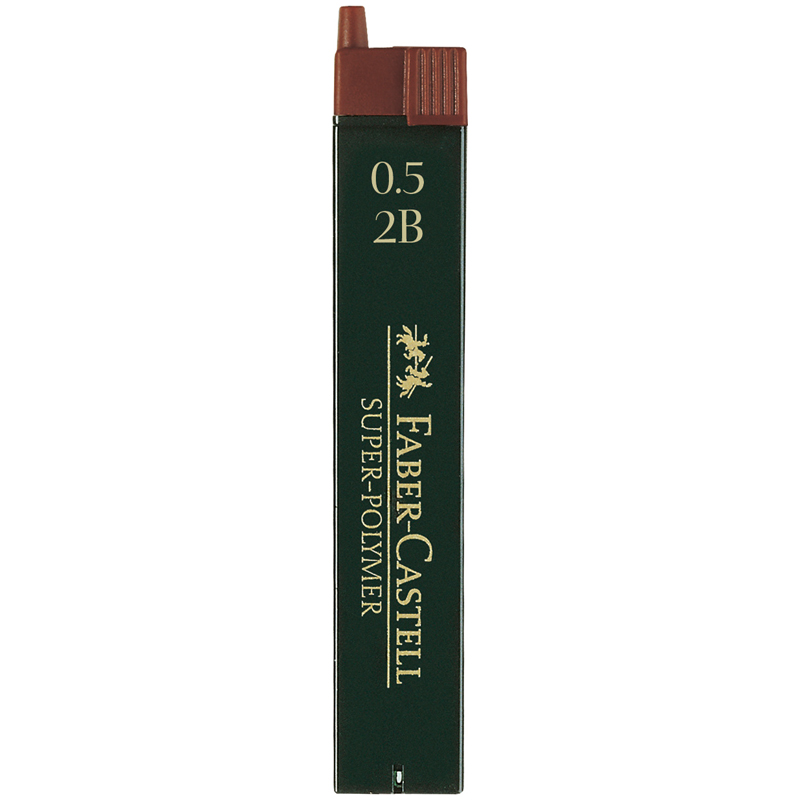Грифели для механических карандашей Faber-Castell Super-Polymer, 12шт., 0,5мм, 2B